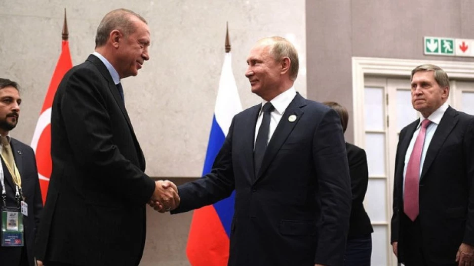 Владимир Путин с президентом Турции Реджепом Тайипом Эрдоганом.