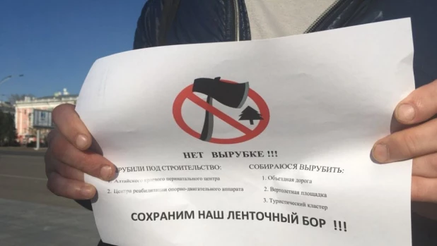 Одиночный пикет против вырубки леса в Барнауле.