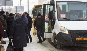 Лед на остановках, общественный транспорт в Барнауле