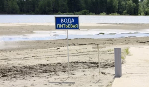 Городской пляж на о. Помазкин в Барнауле.
