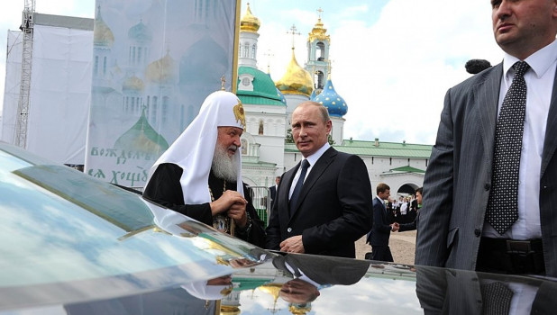 Владимир Путин с патриархом Кириллом в Сергиевом Посаде, 2014 год.
