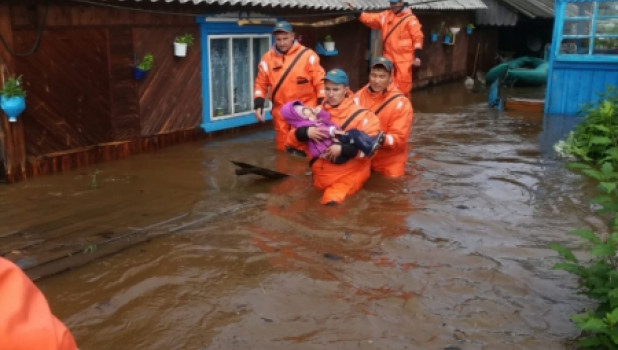 Эвакуация населения из зоны подтопления в Иркутской области.