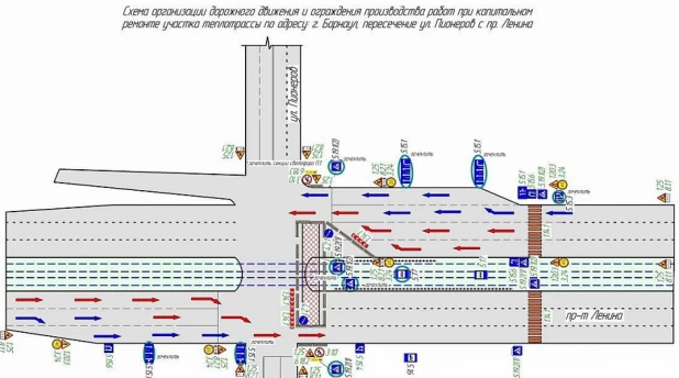 Схема ремонта теплосетей на пр. Ленина.