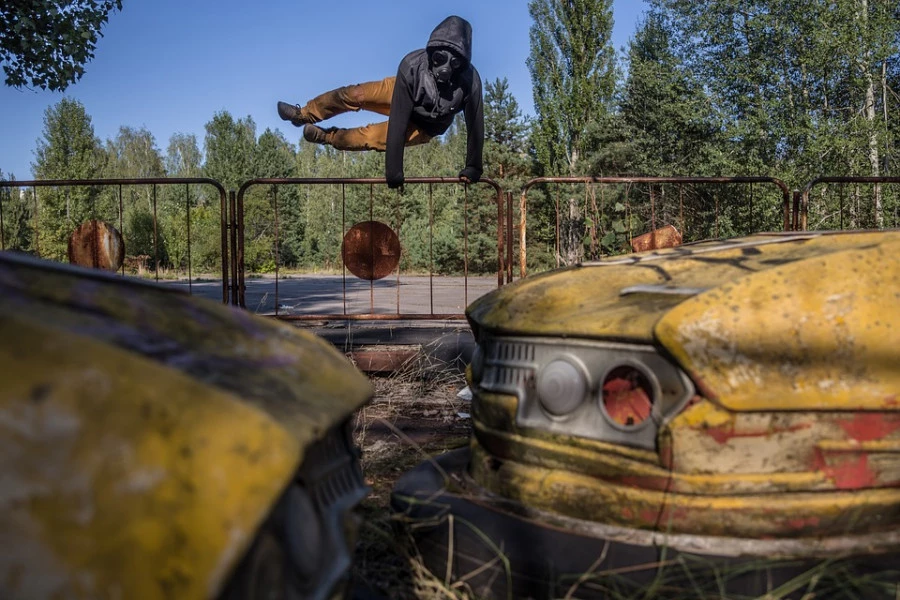 Сталкер в Припяти.