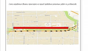 Схема движения транспорта на время ремонта ул.Аванесова.