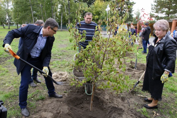 Депутаты БГД высаживают яблони в Нагорном парке. 