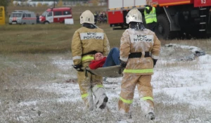 Пожарные учения в Барнаульском аэропорту.