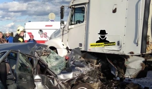 На Павловском тракте грузовик смял "Жигули"