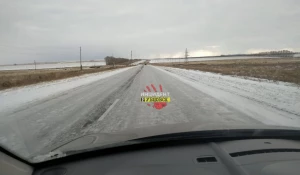 Гололедица на трассе в Змеиногорск.