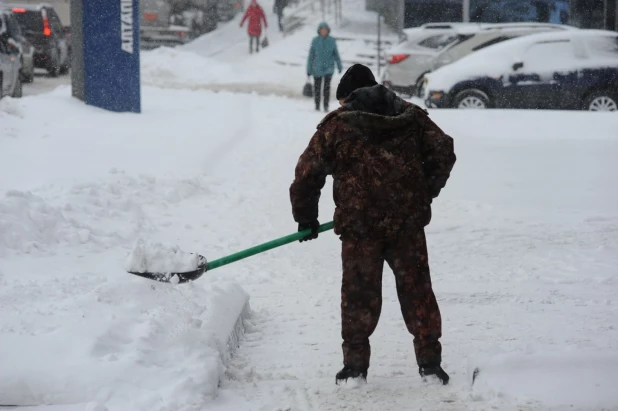 Снег в Барнауле.