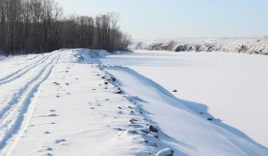 Замерзший Чарыш в Краснощековском районе.