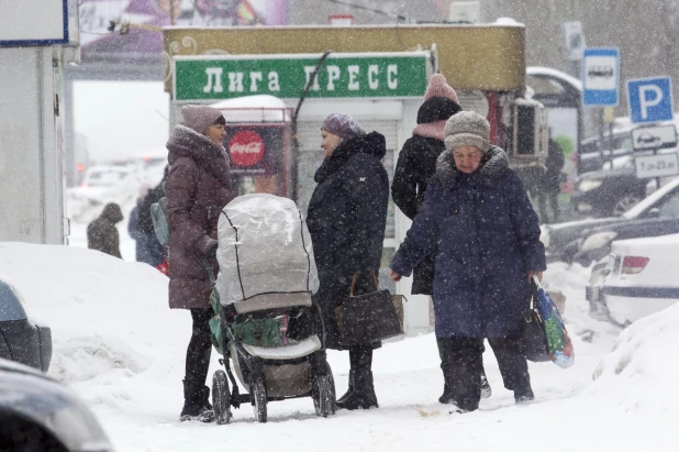 Снегопад в Барнауле. 