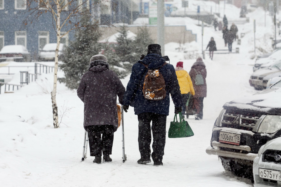 Снегопад в Барнауле. 