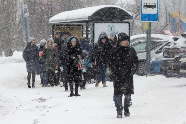 Снегопад в Барнауле. 