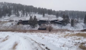 Сход вагонов грузового поезда в Забайкалье.