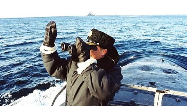 Владимир Путин на атомном подводном ракетоносце "Карелия", 2000 г..