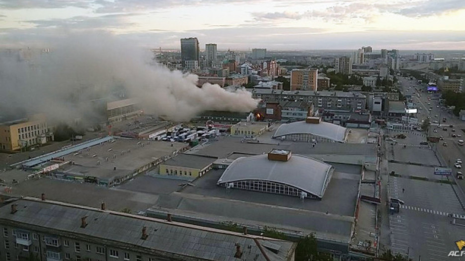 Пожар в Новосибирске.