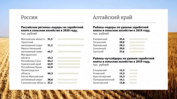 Статистические данные в сельскохозяйственной отрасли. 