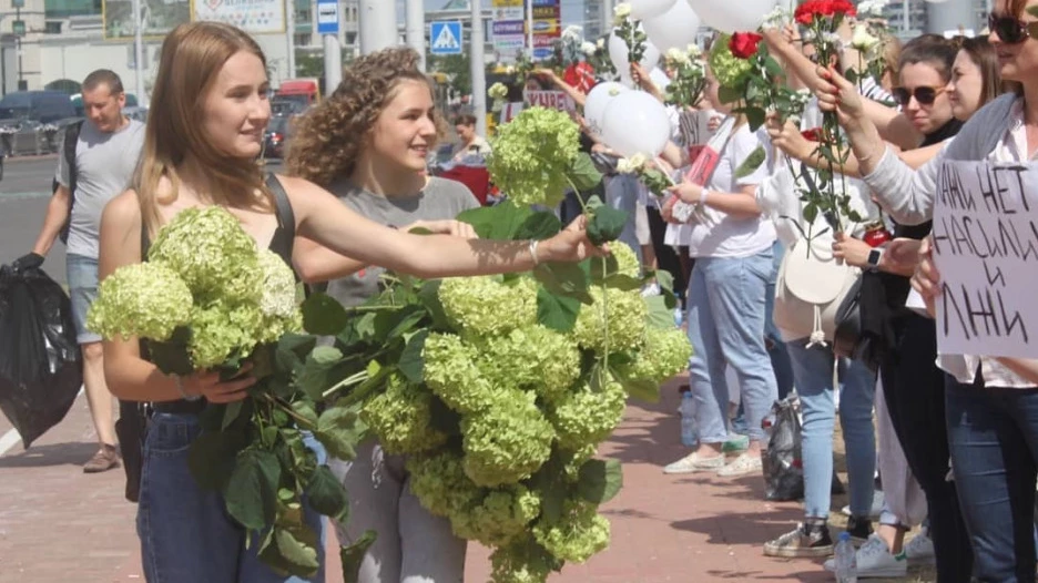 Протестующие из Беларуси.