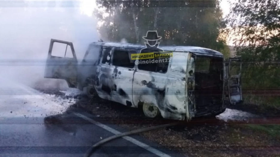 На трассе сгорела карета "скорой помощи".