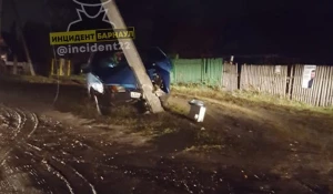 Водитель в Новоалтайске врезался в столб. 