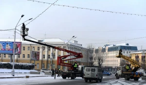 Обустройство пл. Сахарова в Барнауле к Новому году.