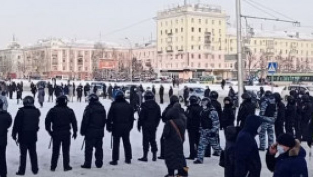 Акция в поддержку Алексея Навального в Барнауле 23 января 2021 года.