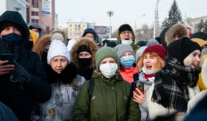 Несанкционированный митинг в поддержку Навального в Барнауле. 23 января 2021 года. 