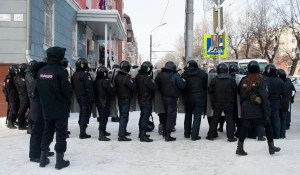 Несанкционированный митинг в поддержку Навального в Барнауле. 23 января 2021 года. 