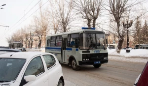 Несанкционированный митинг в поддержку Навального в Барнауле. 23 января 2021 года. 