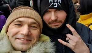 Noize MC и Влади на акции в поддержку Алексея Навального 23 января 2021 года.