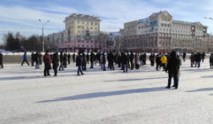 Акция в поддержку Навального в Барнауле, 31 января.