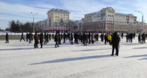 Акция в поддержку Навального в Барнауле, 31 января.