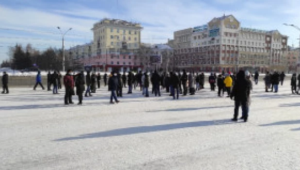 Акция в поддержку Навального в Барнауле, 31 января.