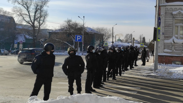 Акция в поддержку Навального. Барнаул, 31 января.