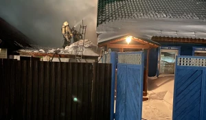 Пожар на ул. Денисова в Барнауле.