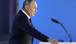 Владимир Путин на оглашении послания Федеральному собранию, 2021.