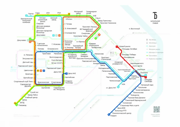 Схемы движения транспорта в Барнауле на время реконструкции моста на Новом рынке.