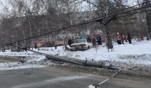 В Барнауле водитель врезался в столб освещения