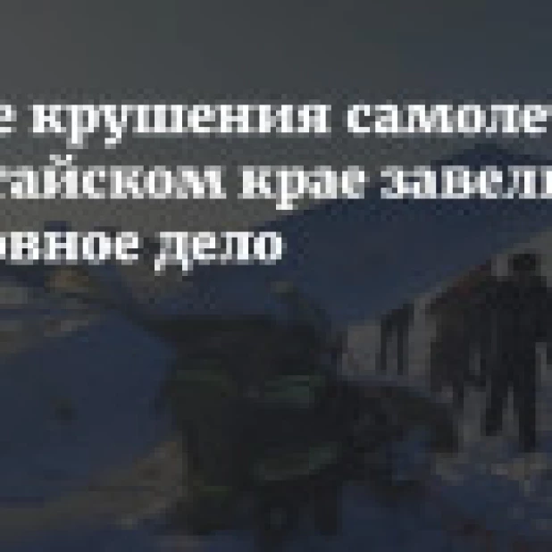 После крушения самолета в Алтайском крае завели уголовное дело
