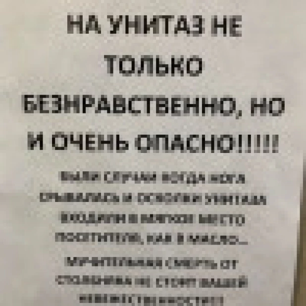 Объявление в туалете отделения полиции в Красноярске.