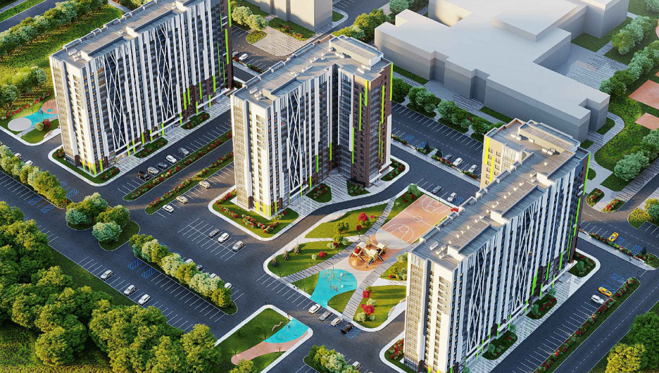Визуализация проекта жилого комплекса "Елочки" компании "Строительная инициатива".