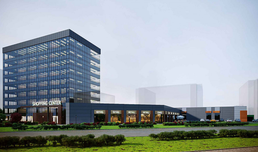 Визуализация проекта нового торгово-офисного центра компании &quot;Мария-Ра&quot; на ул. Балтийская, 116.