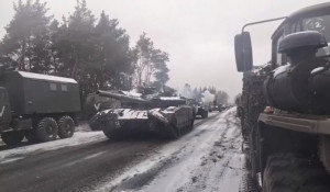 Выдвижение танкового подразделения в Киевской области в ходе проведения спецоперации.
