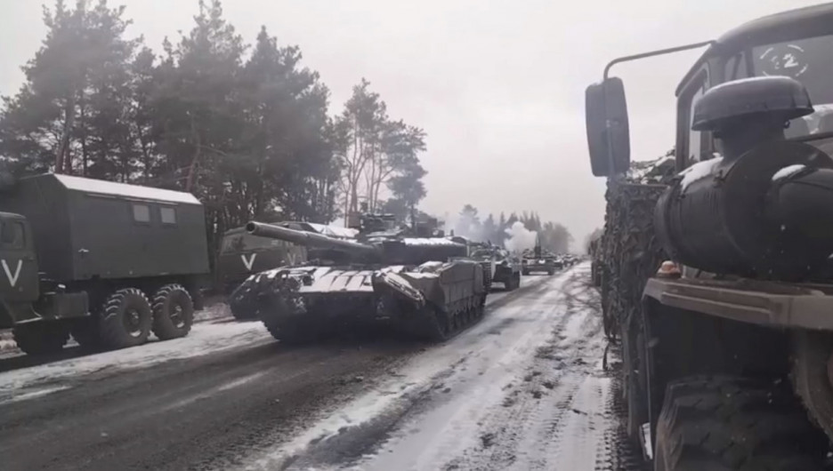 Выдвижение танкового подразделения в Киевской области в ходе проведения спецоперации.
