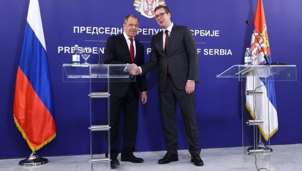 Сергей Лавров и Александр Вучич. Белград, 15 декабря 2020 года.

