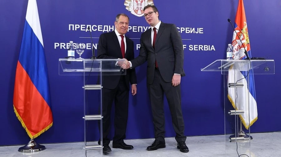 Сергей Лавров и Александр Вучич. Белград, 15 декабря 2020 года.

