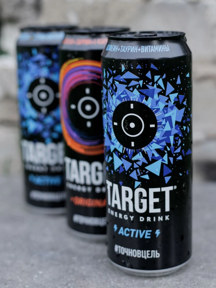 Линейка продуктов TARGET energy drink.