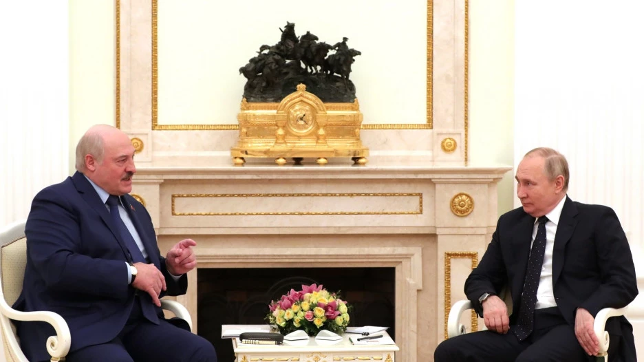 Александр Лукашенко и Владимир Путин в Кремле, 11 марта 2022.