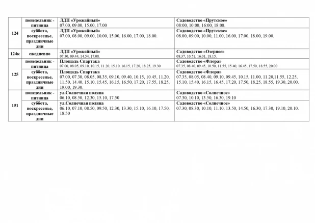 Расписание садоводческих автобусов в Барнауле 2022.